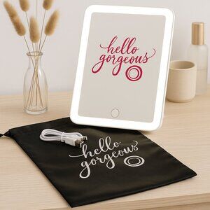 Hello Gorgeous LED Light-Up Travel Makeup Mirror w/ Pouch – New